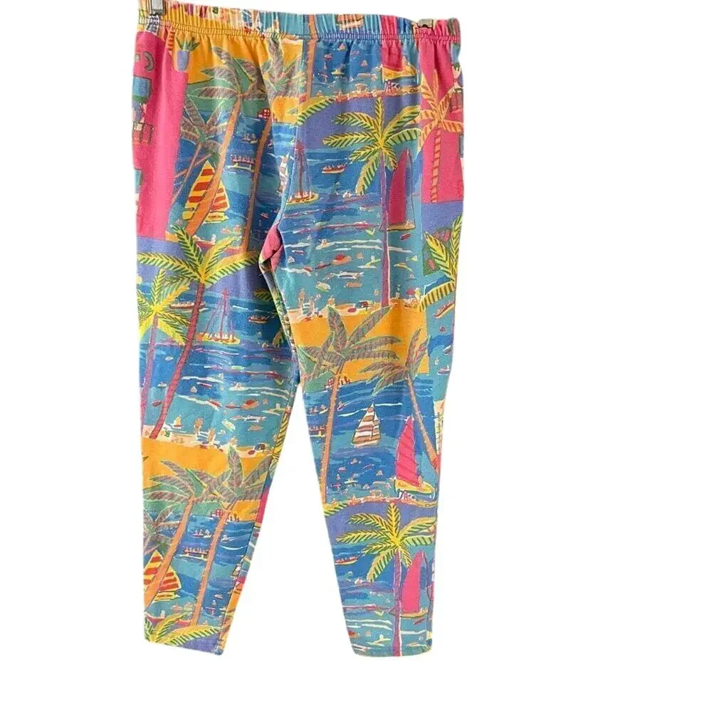 Vintage Ken Done Art & Design Tropical Print Pants Cotton Stretch Size 1X - Picture 6 of 7